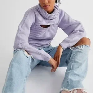 Free People Sweaters Nwt Free People Ariel Turtleneck Pullover Lilac Size Small Poshmark